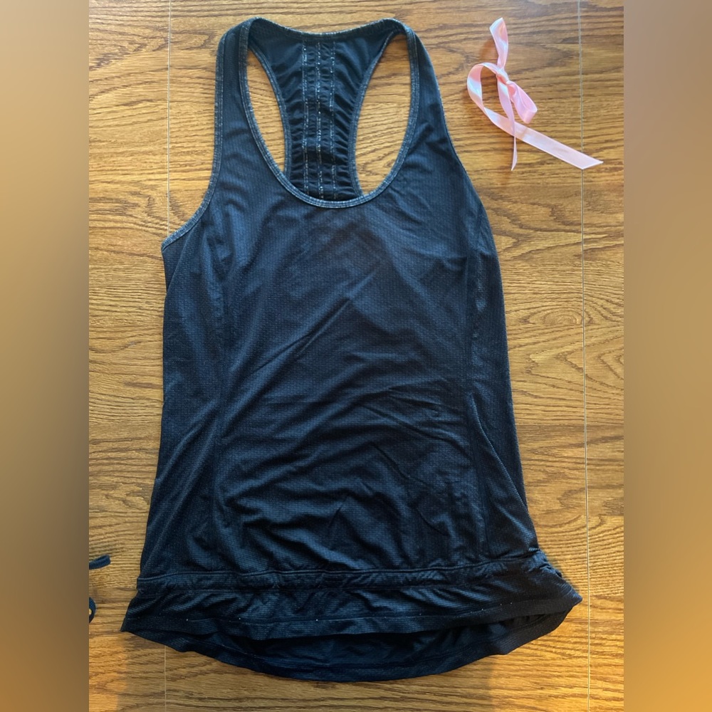 Lululemon I Just Wanna Run Racerback Tank Drawstring Black Top Size 6